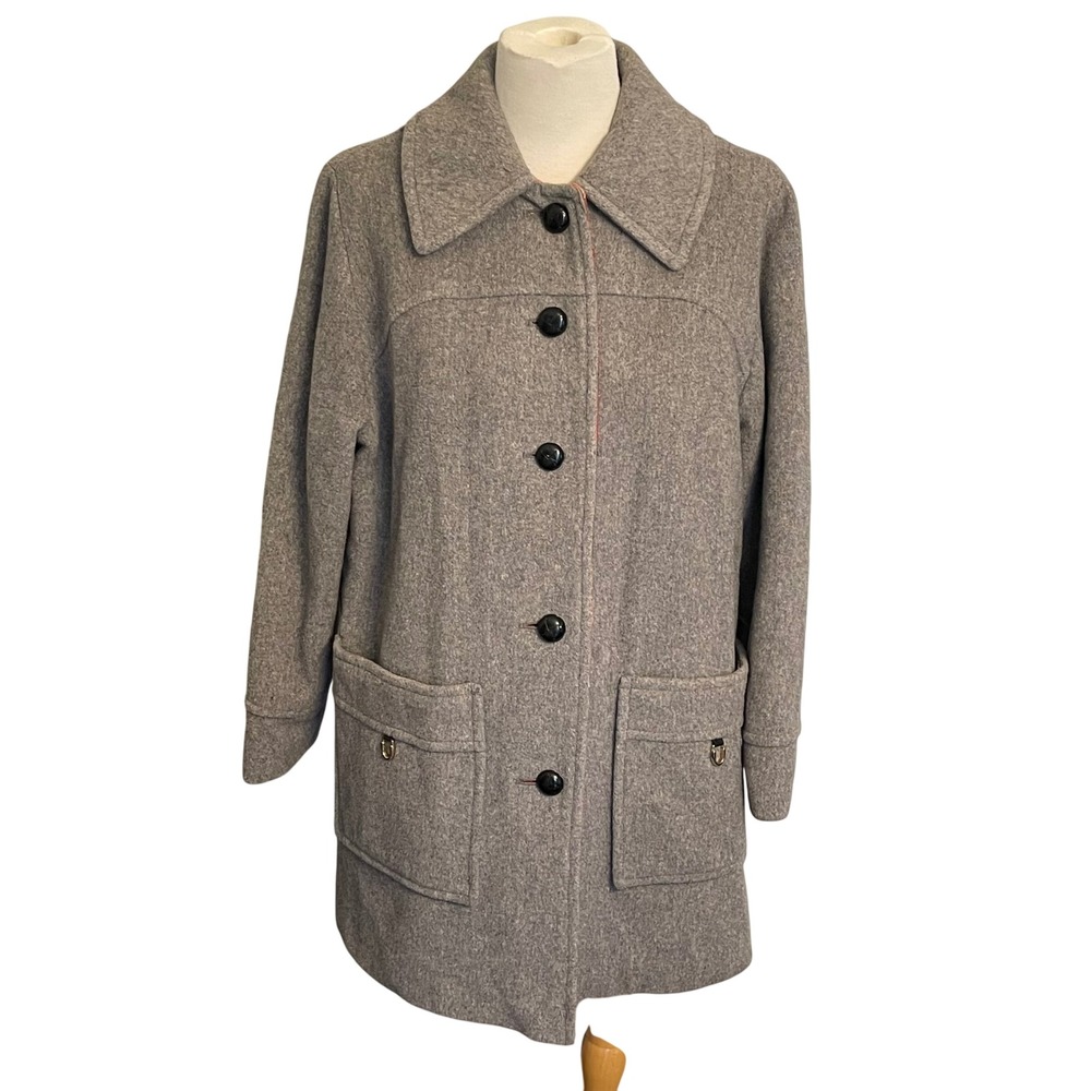Vintage Penguin Fashions Women's 100% Wool Plaid Lined Blazer Coat Gray